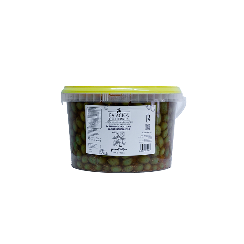 ACEITUNAS PARTIDAS SABOR BERENJENA 4500gr